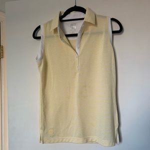 Kate Lord Yellow Stripe Sleeveless Golf Polo